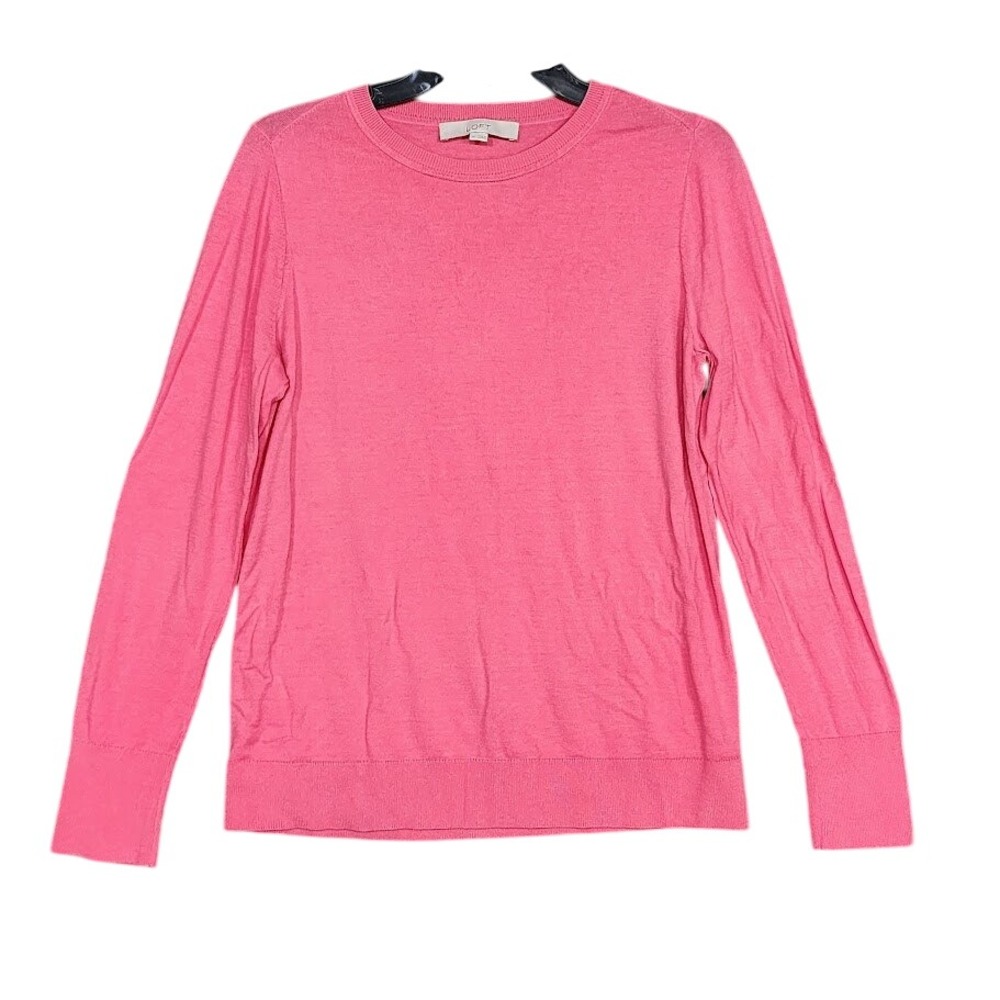 LOFT Pink Crew Neck Long Sleeve Sweater Knit Top Women's Medium